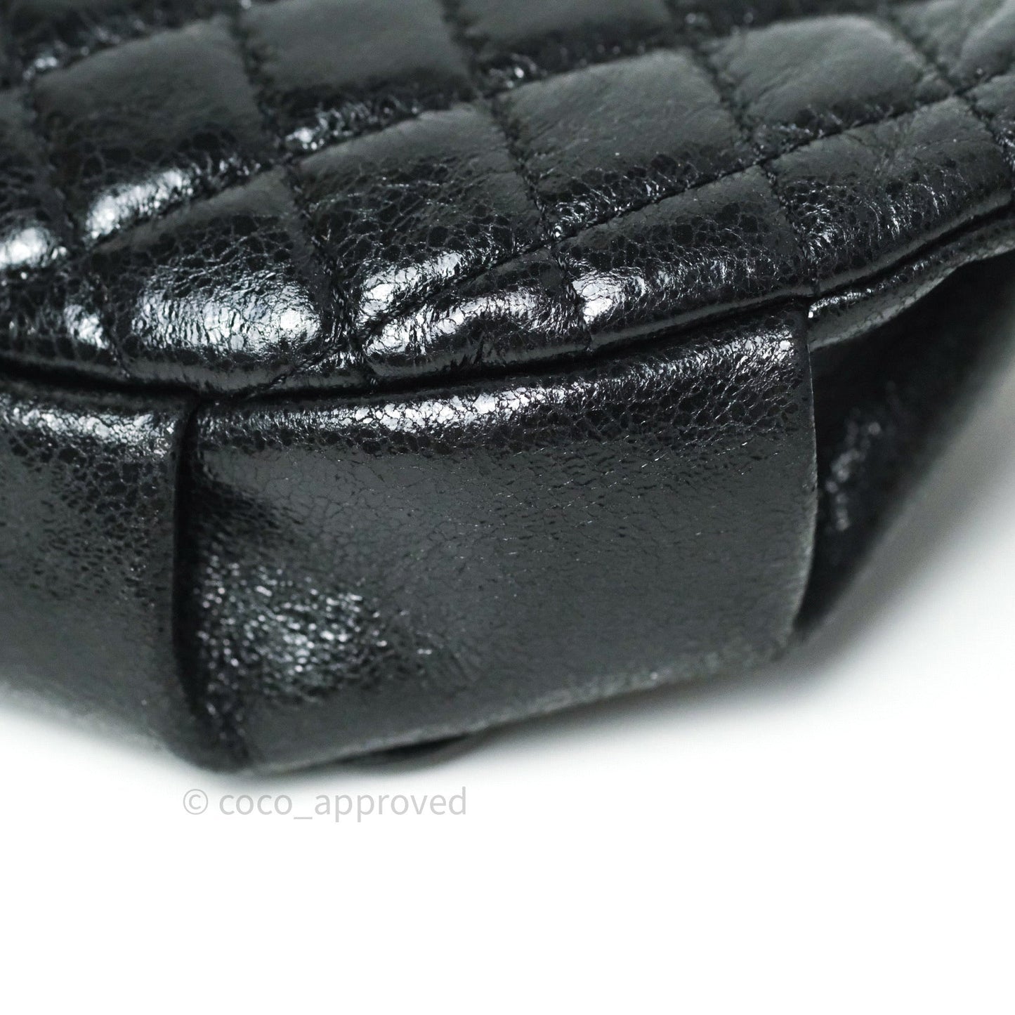 Chanel Black Glazed Calfskin Fanny Pack Belt Bag Gold Hardware