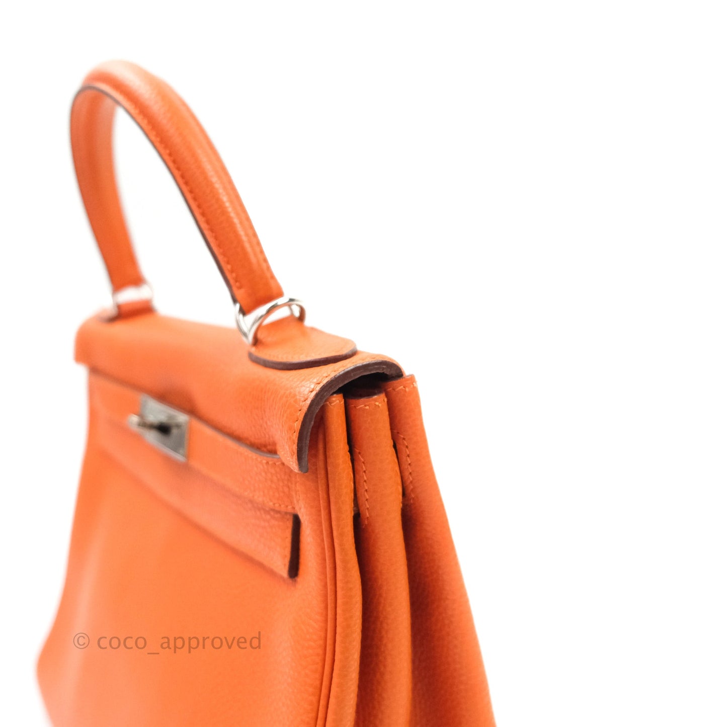 Hermès Kelly 28 Orange Palladium Hardware Togo
