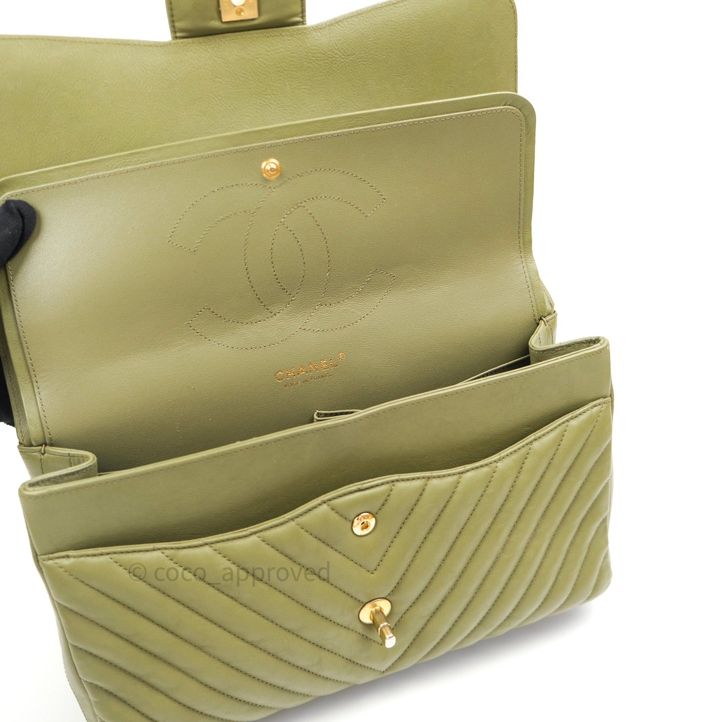 Chanel Jumbo Double Flap Khaki Calfskin Gold Hardware⁣⁣ 17C