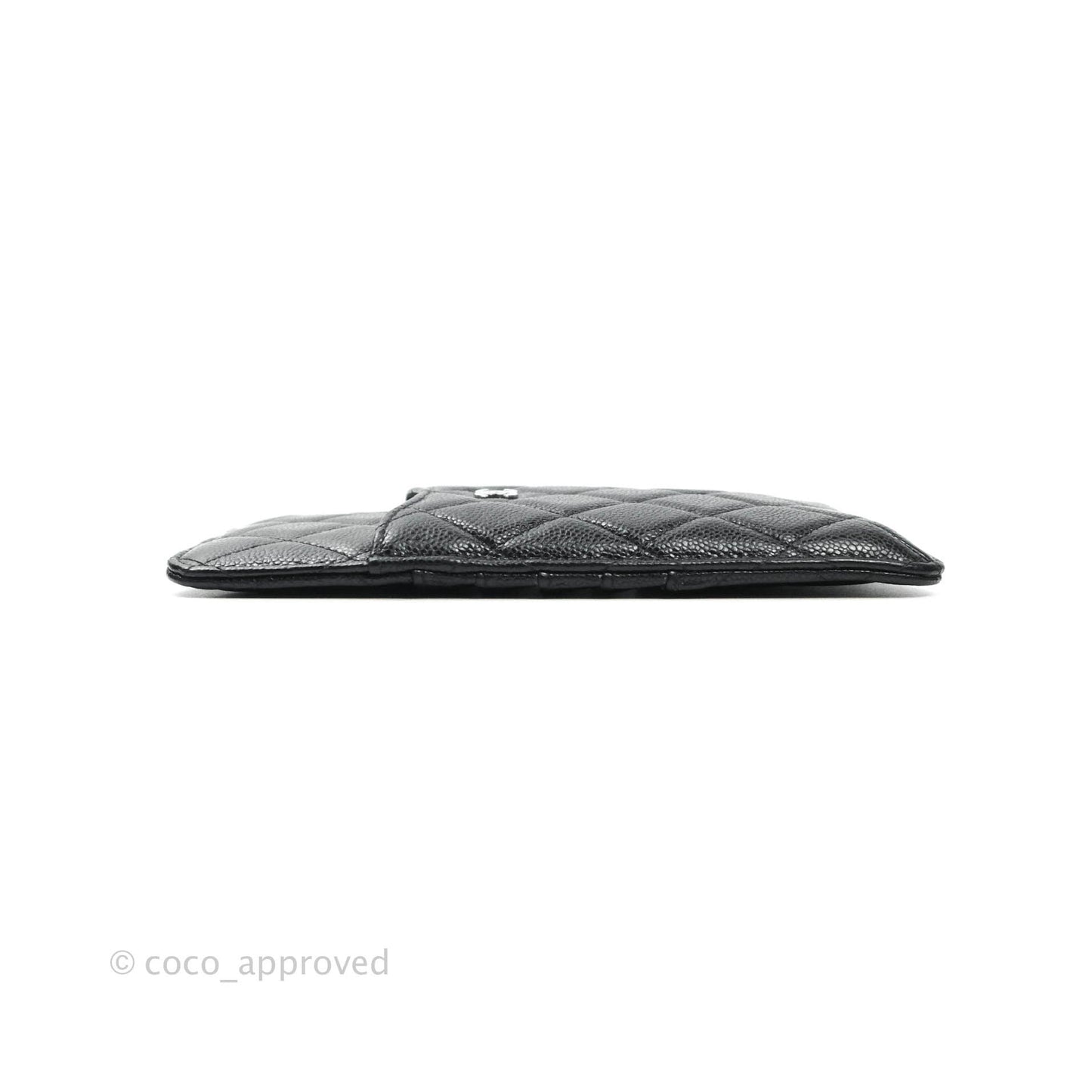 Chanel Classic Flat Black Caviar Wallet Pouch Silver Hardware