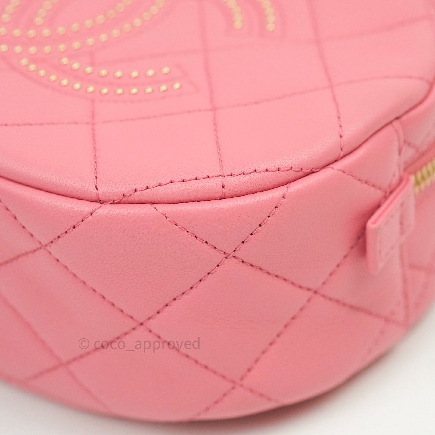 Chane Quilted Camera Pink Lambskin Gold Hardware