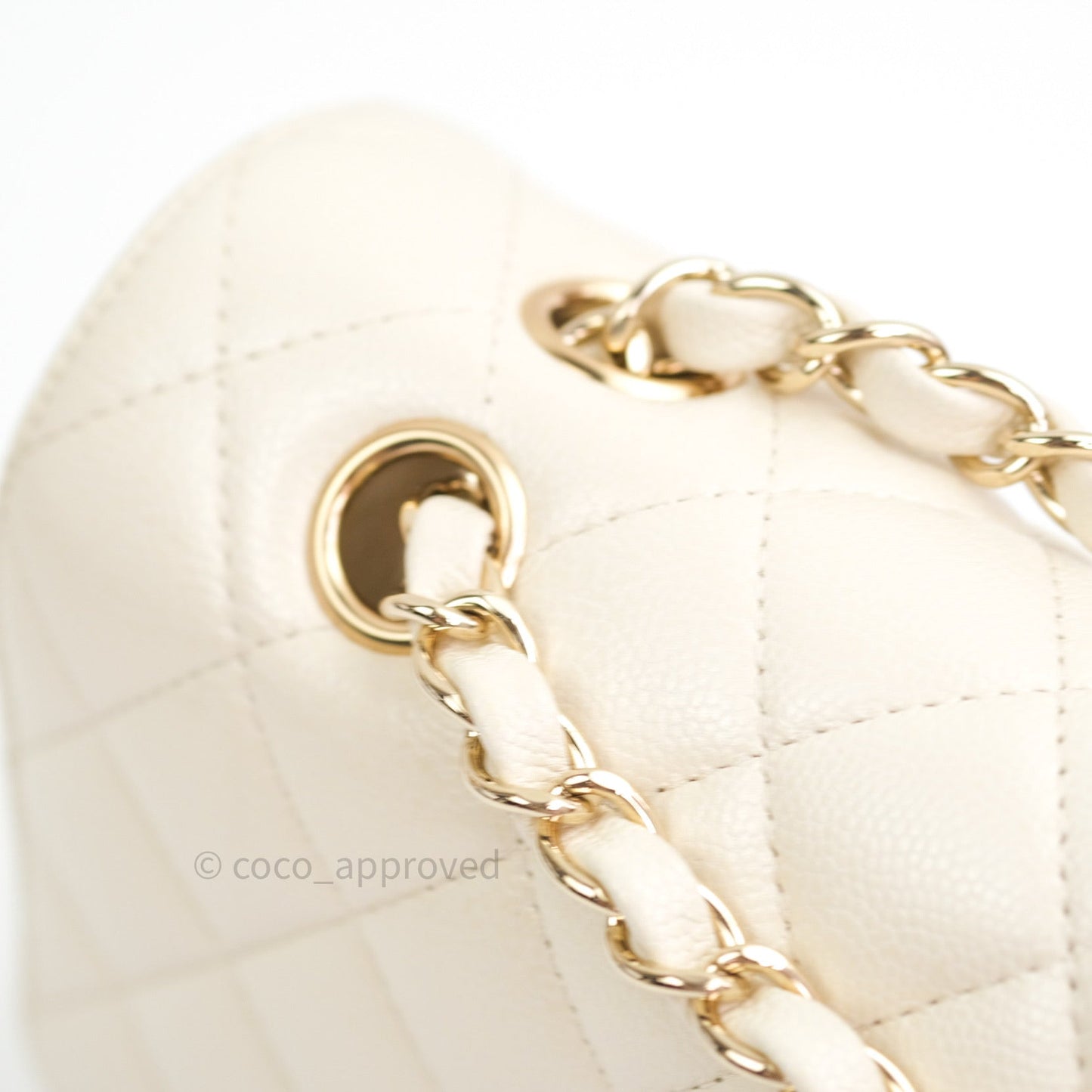 Chanel Classic Double Flap Quilted M/L Ivory Caviar Gold Hardware 17C
