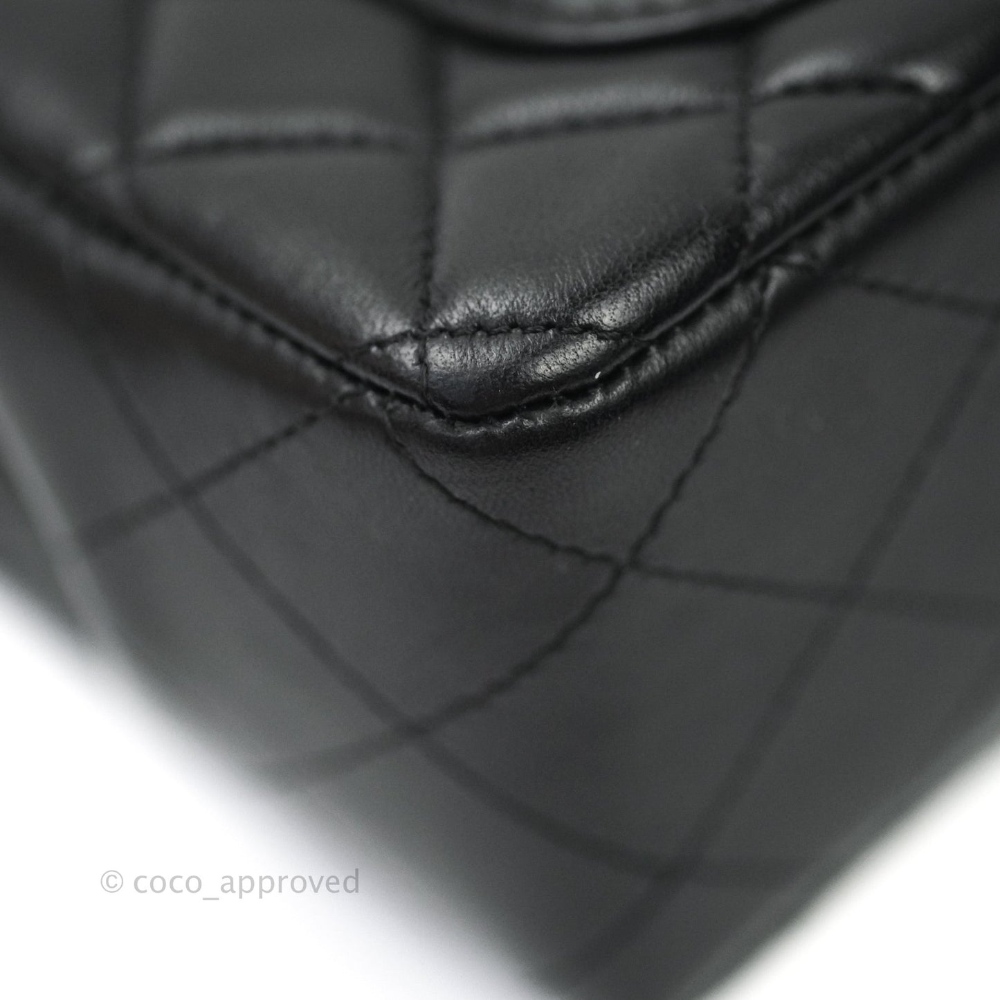 Chanel Quilted Mini Rectangular Black Lambskin Silver Hardware