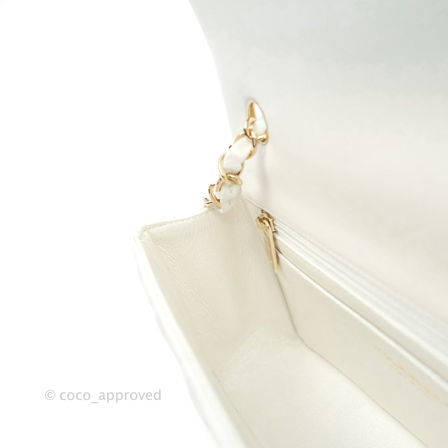 Chanel Quilted Mini Rectangular Lambskin Iridescent White Gold Hardware