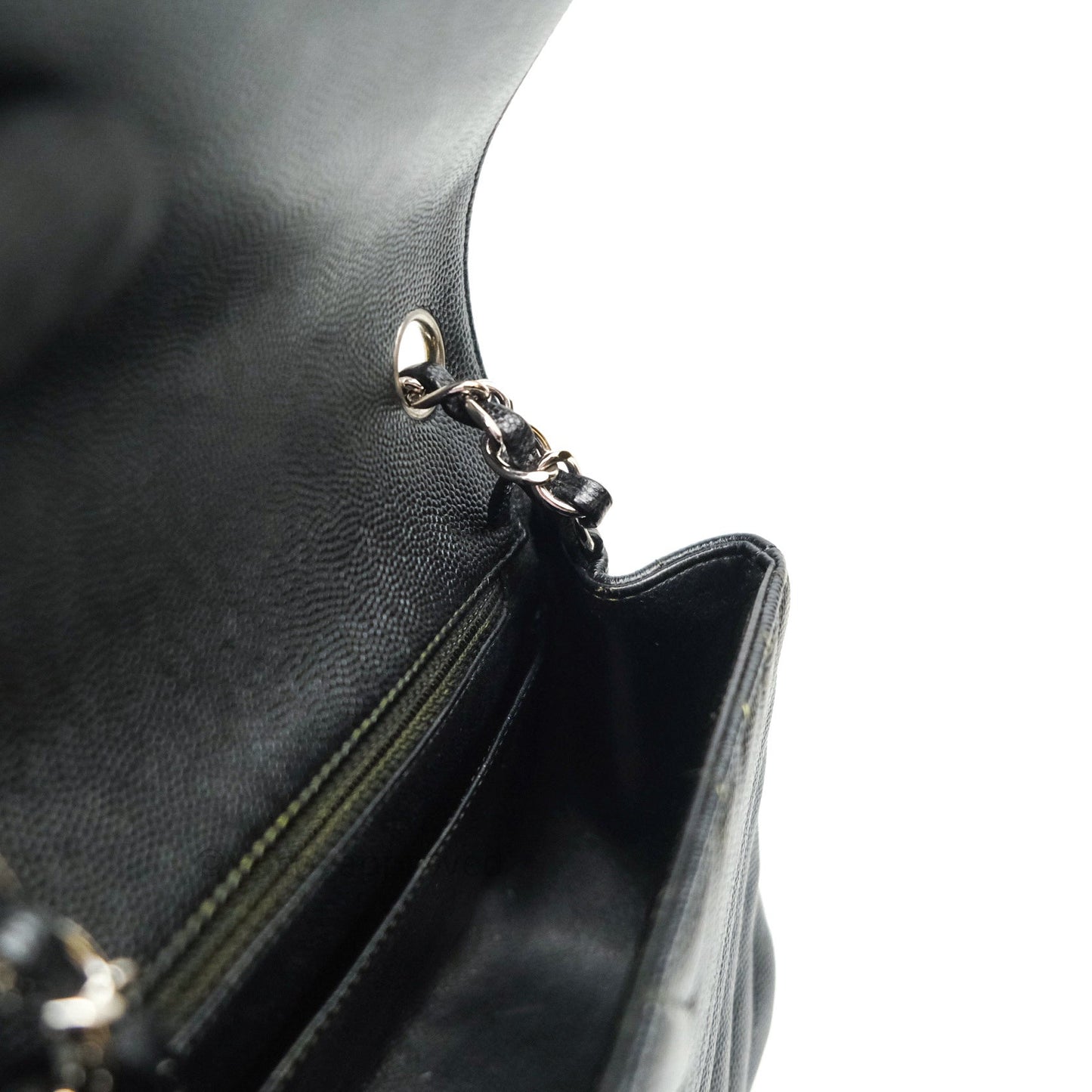 Chanel Mini Square Chevron Black Caviar Silver Hardware
