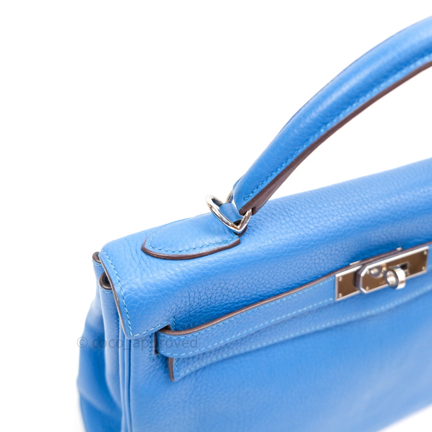 Hermès Kelly Retourne 32 Blue Mykonos Togo Palladium Hardware