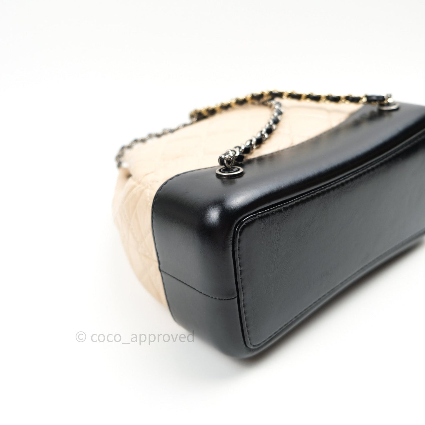 Chanel Gabrielle Backpack Black Aged Calfskin Small Beige Black