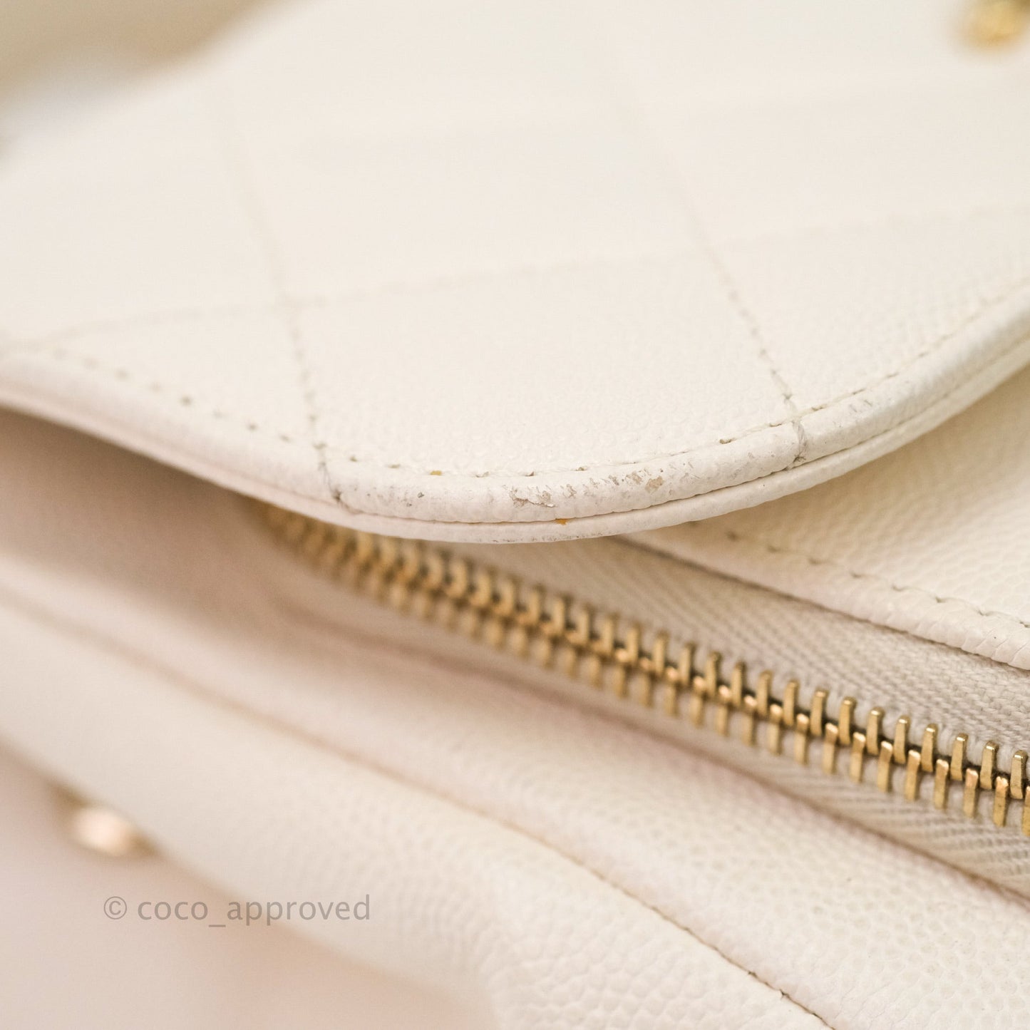 Chanel Quilted Small Business Affinity Flap Ivory Caviar Light Gold Hardware