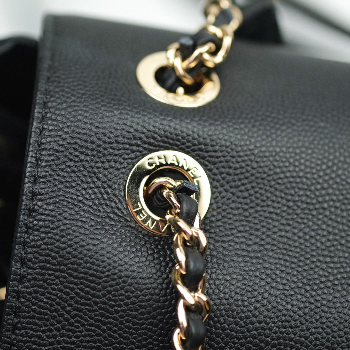Chanel Quilted Business Affinity Backpack Black Caviar Light Gold Hardware