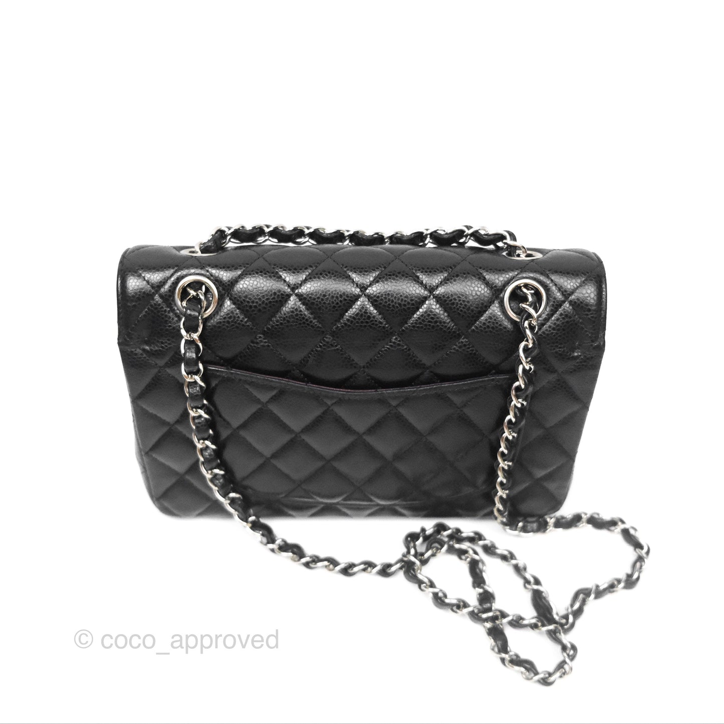 Chanel Small Classic Flap Quilted Black Caviar Silver Hardware
