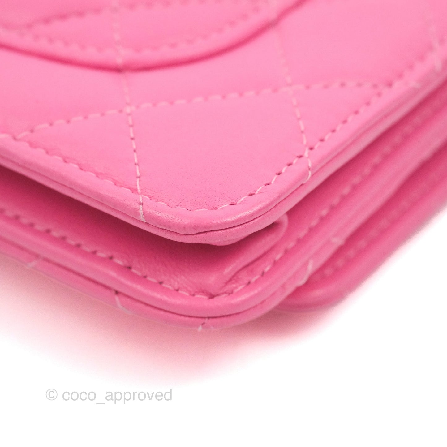 Chanel Quilted Pearl Crush Wallet on Chain WOC Pink Lambskin Aged Gold Hardware