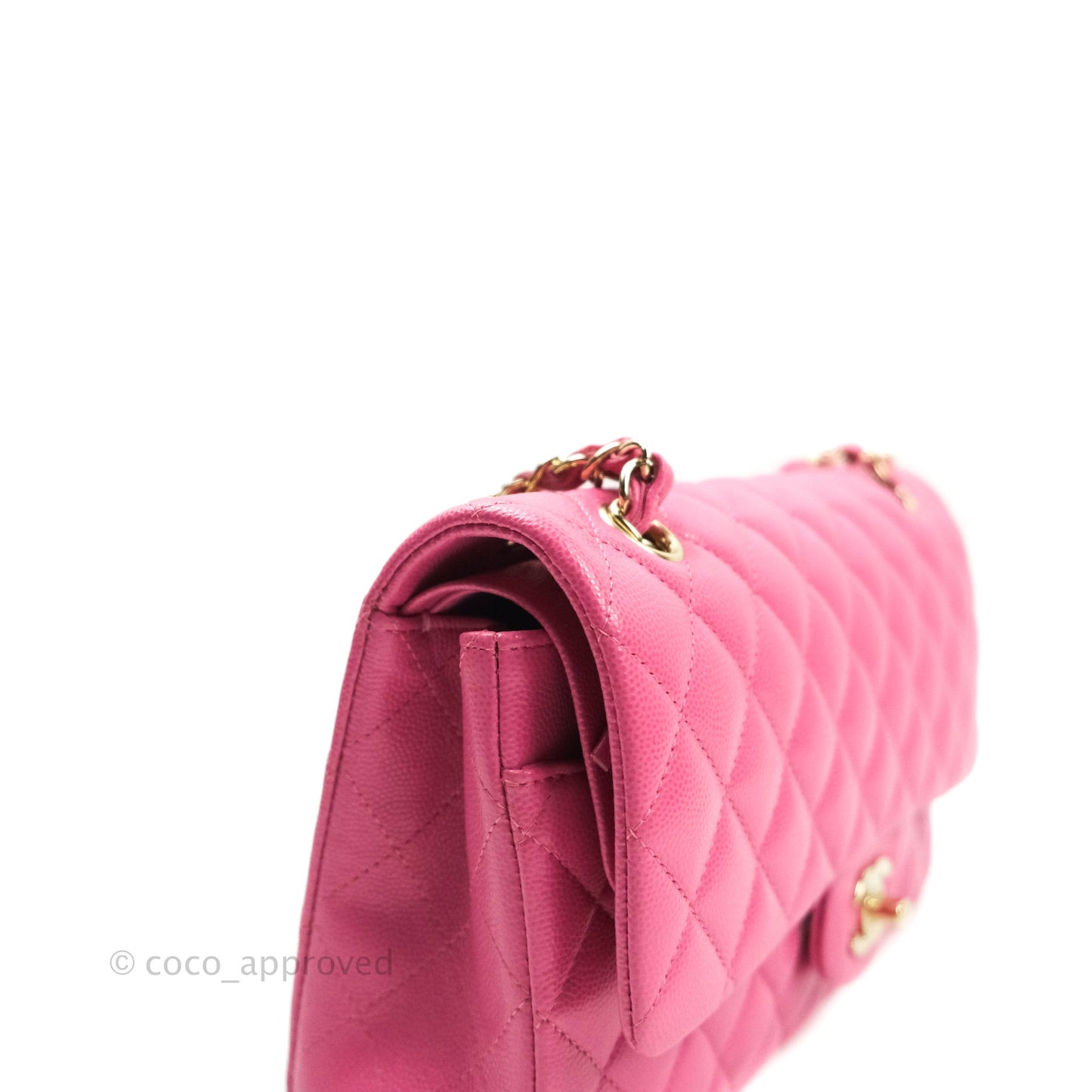 Chanel Classic M/L Medium Double Flap Bag Pink Caviar Gold Hardware 19C