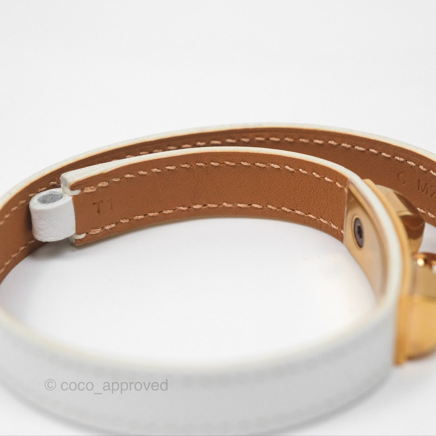Hermès Rivale Double Tour Bracelet White Epsom Gold Hardware