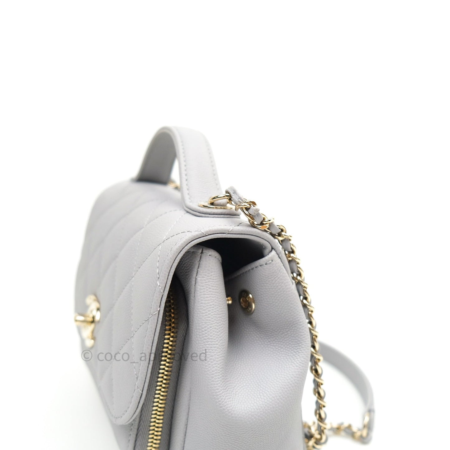 Chanel Quilted Small Business Affinity Flap Grey Caviar Light Gold Hardware