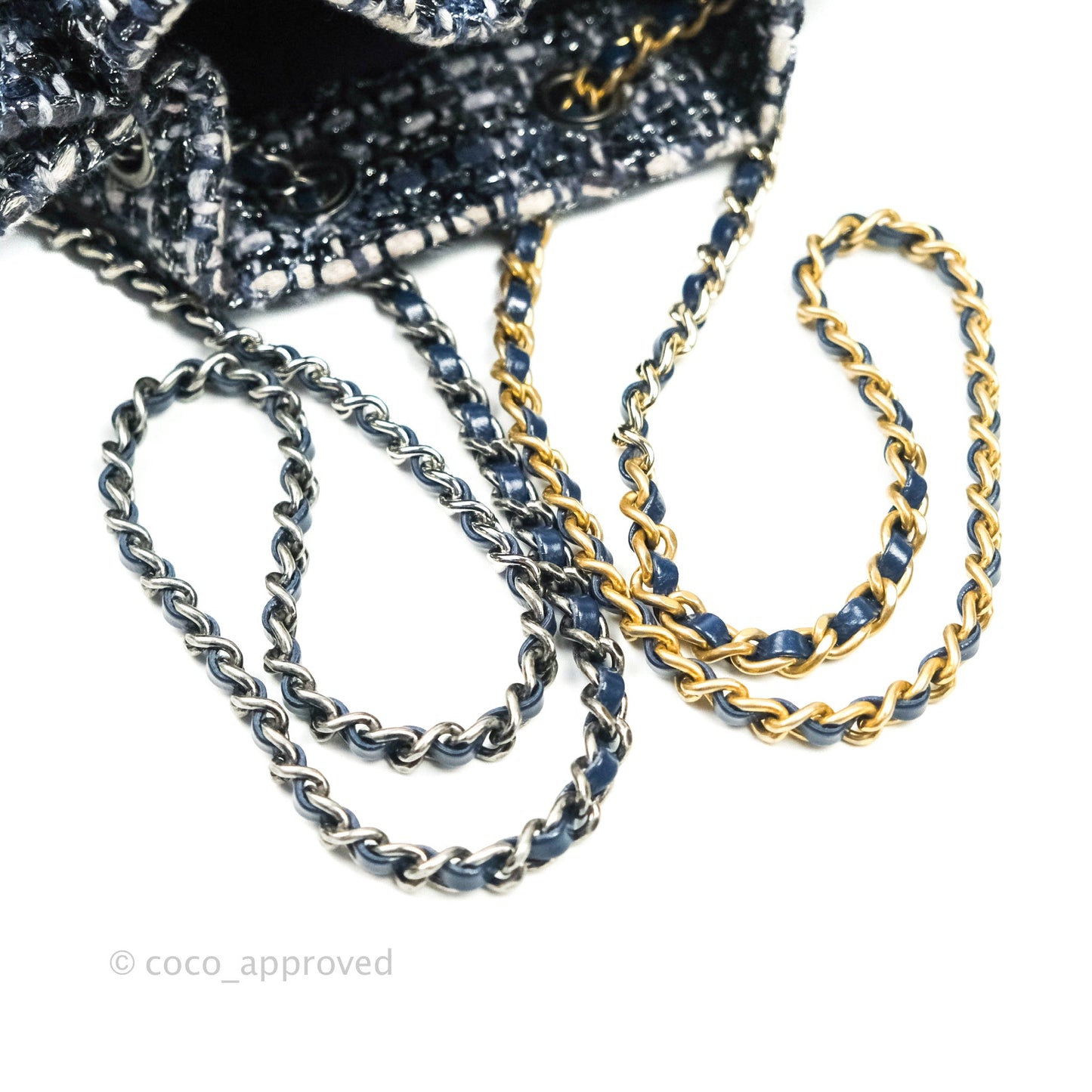 Chanel Gabrielle Small Backpack Navy Tweed Aged Calfskin