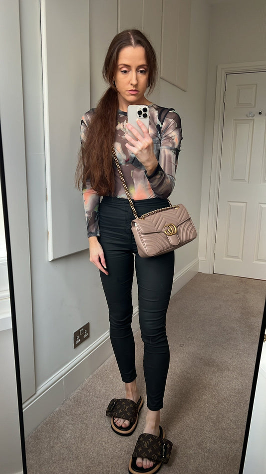 Luxury Gucci GG Dusty Pink Marmont Small Shoulder Bag ( 1800)