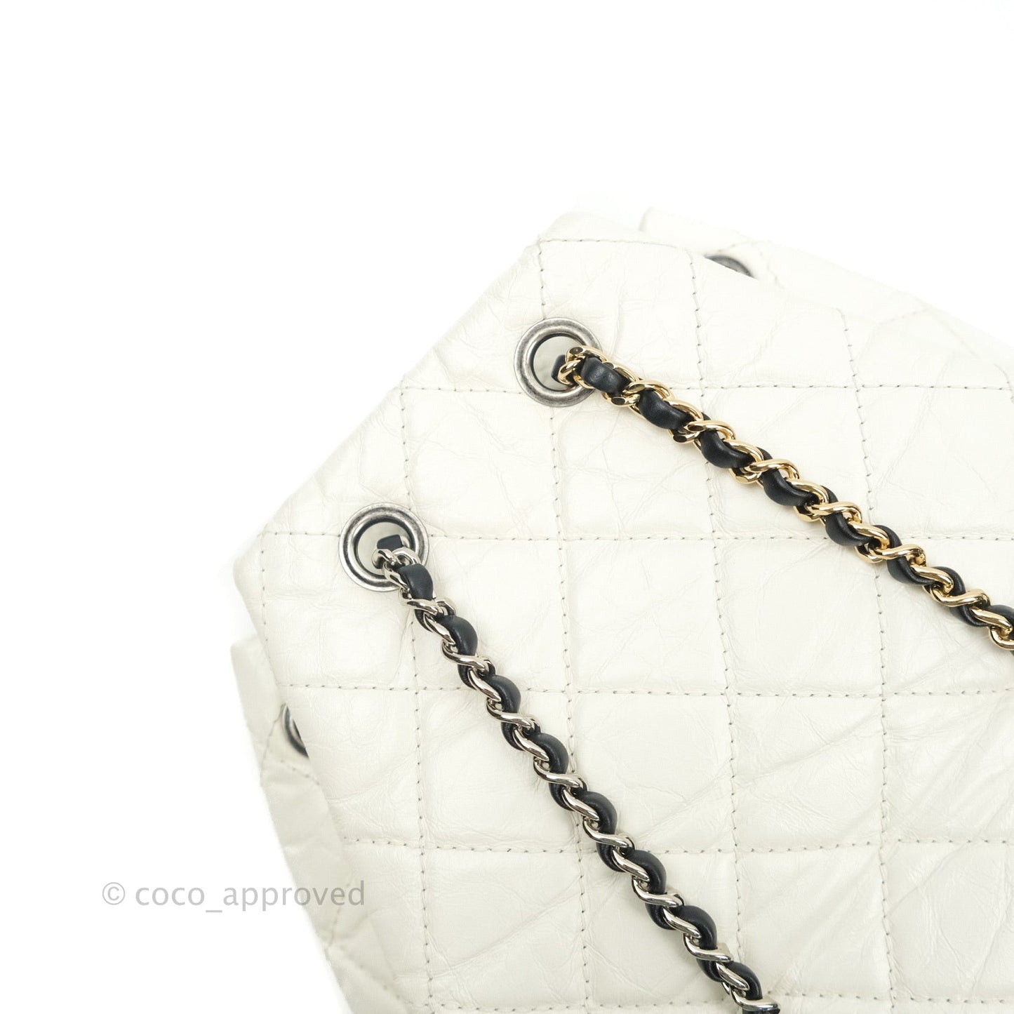 Chanel Gabrielle Backpack Black Aged Calfskin Small White Black