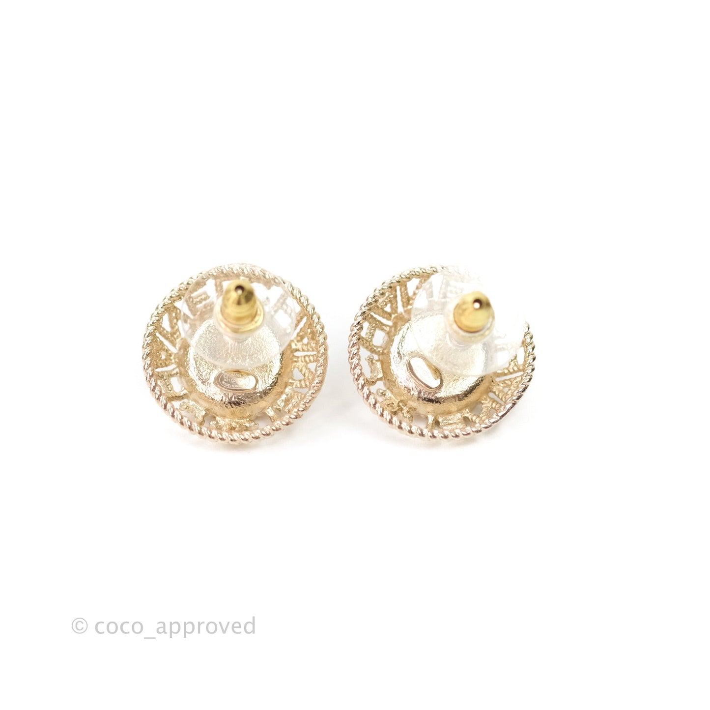 Chanel Pearl CC Round Rope Logo Earrings Gold 21P