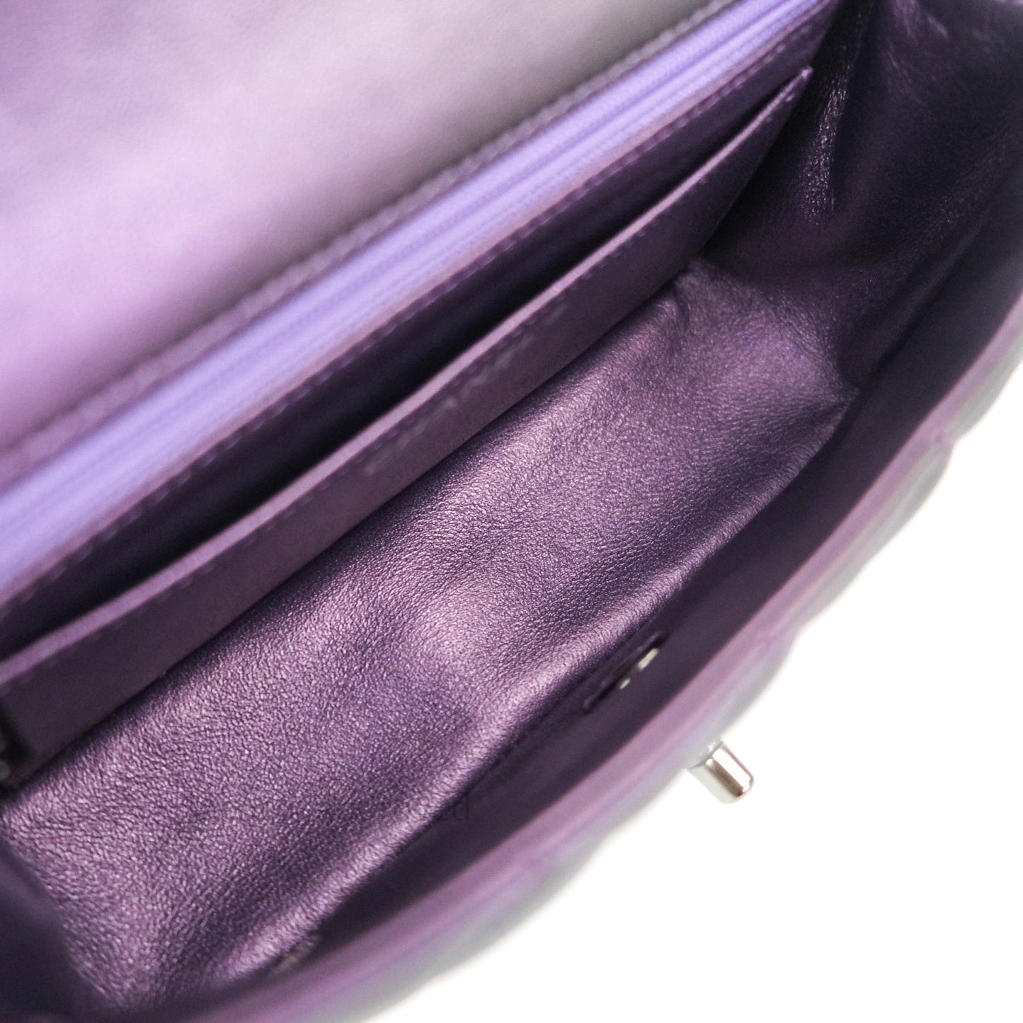 Chanel Quilted Mini Rectangular Iridescent Purple Dark Silver Hardware