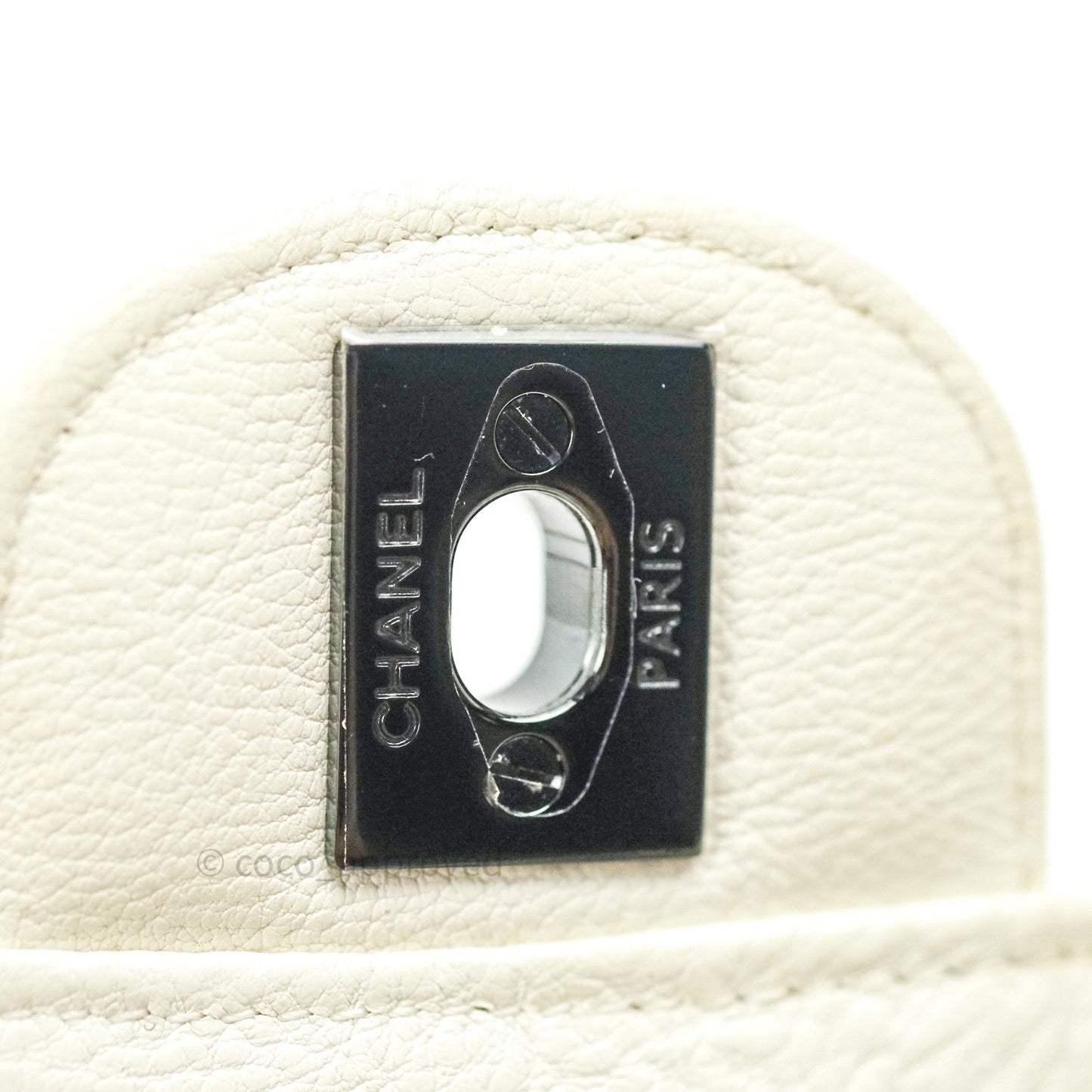 Chanel Quilted Mini Rectangular Flap Ivory Grained Calfskin Black Hardware