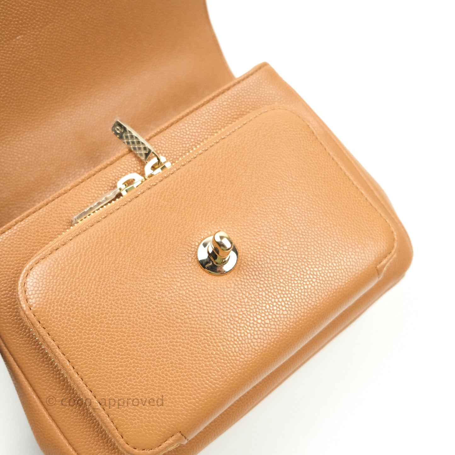 Chanel Quilted Small Business Affinity Flap Dark Beige Caviar Gold Hardware