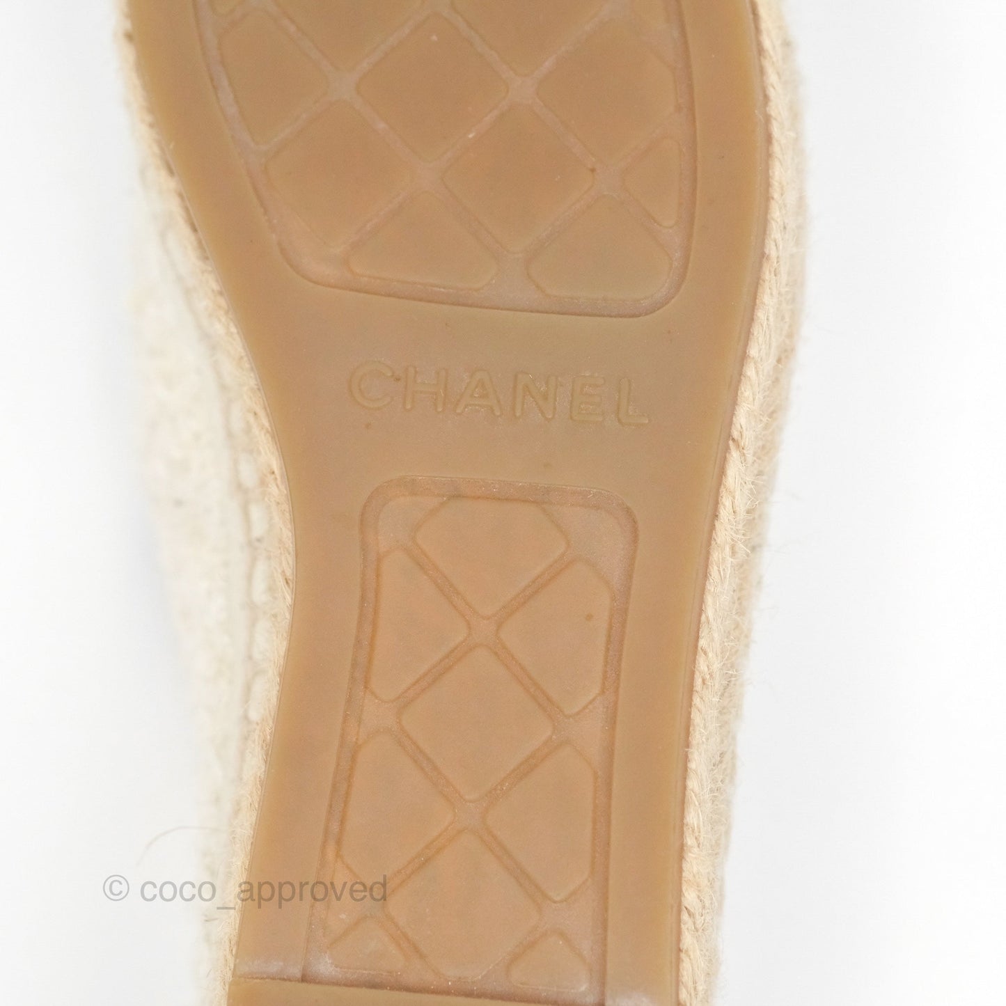 Chanel CC Espadrille Black White Tweed Size 36