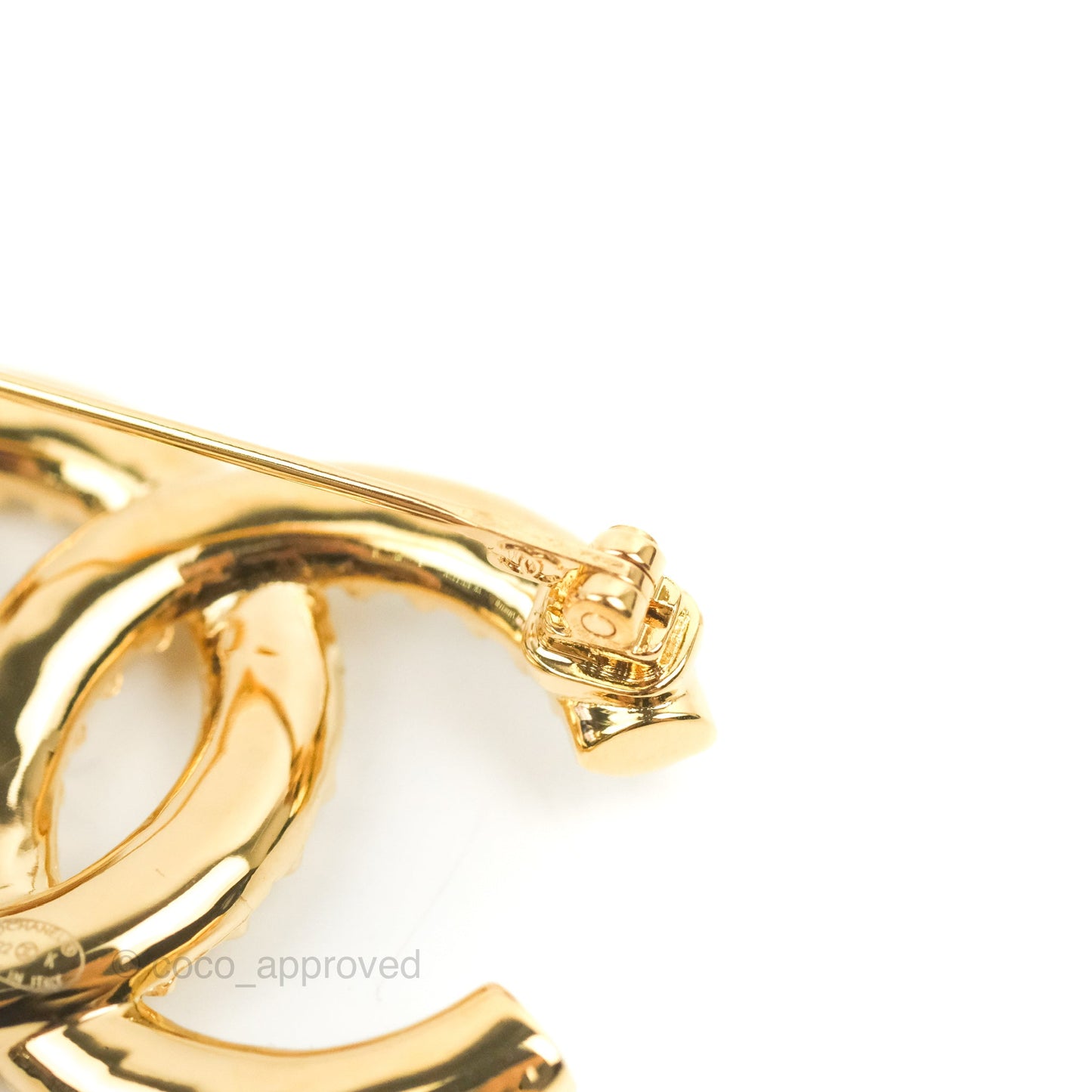 Chanel CC Crystal Brooch Gold Tone 22K