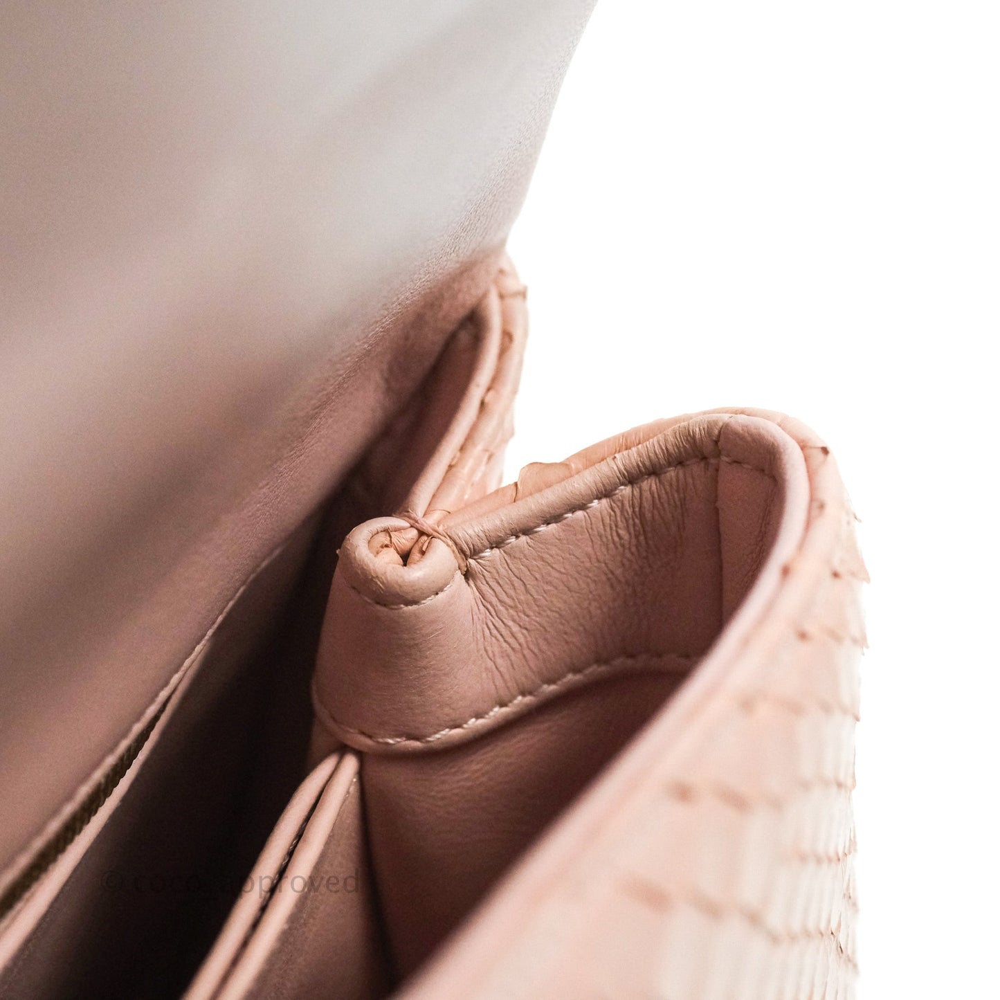 Chanel Quilted Mini Coco Handle Baby Pink Python Gold Hardware