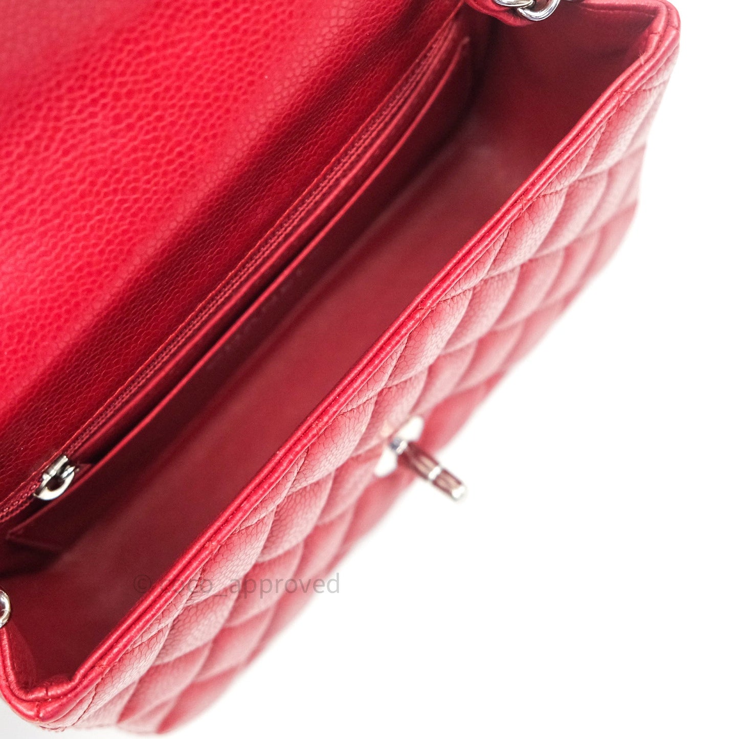 Chanel Quilted Mini Rectangular Red Caviar Silver Hardware