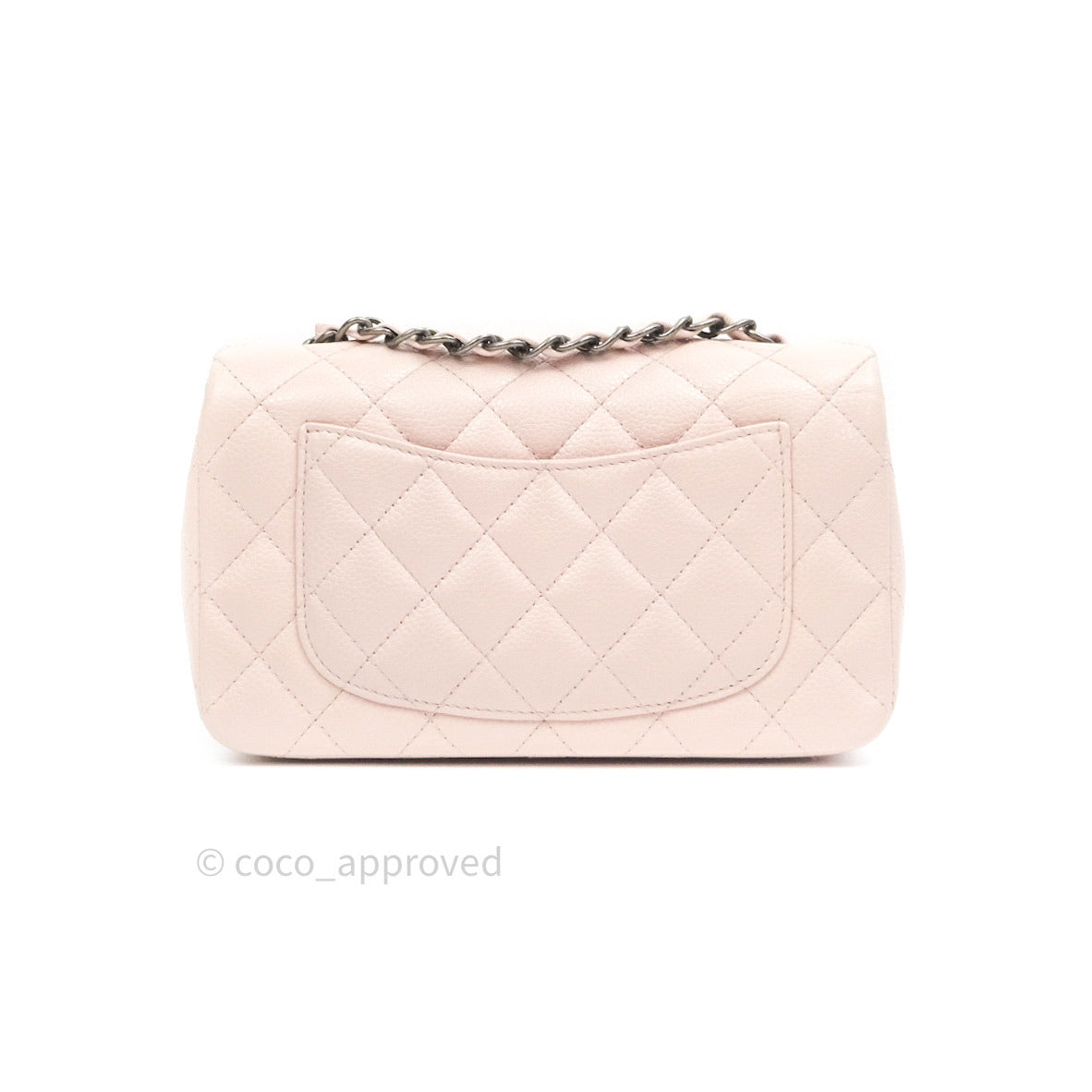 Chanel Quilted Mini Rectangular Sakura Pink Caviar Ruthenium Hardware