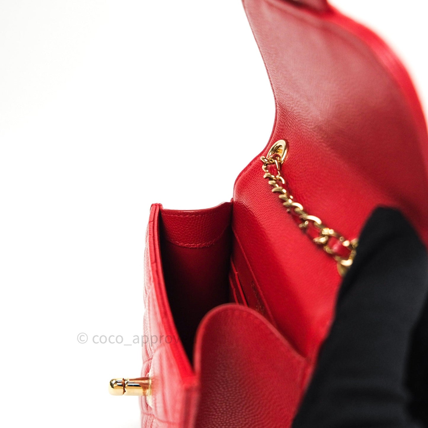 Chanel Classic Red Caviar Gold Hardware Phone Holder