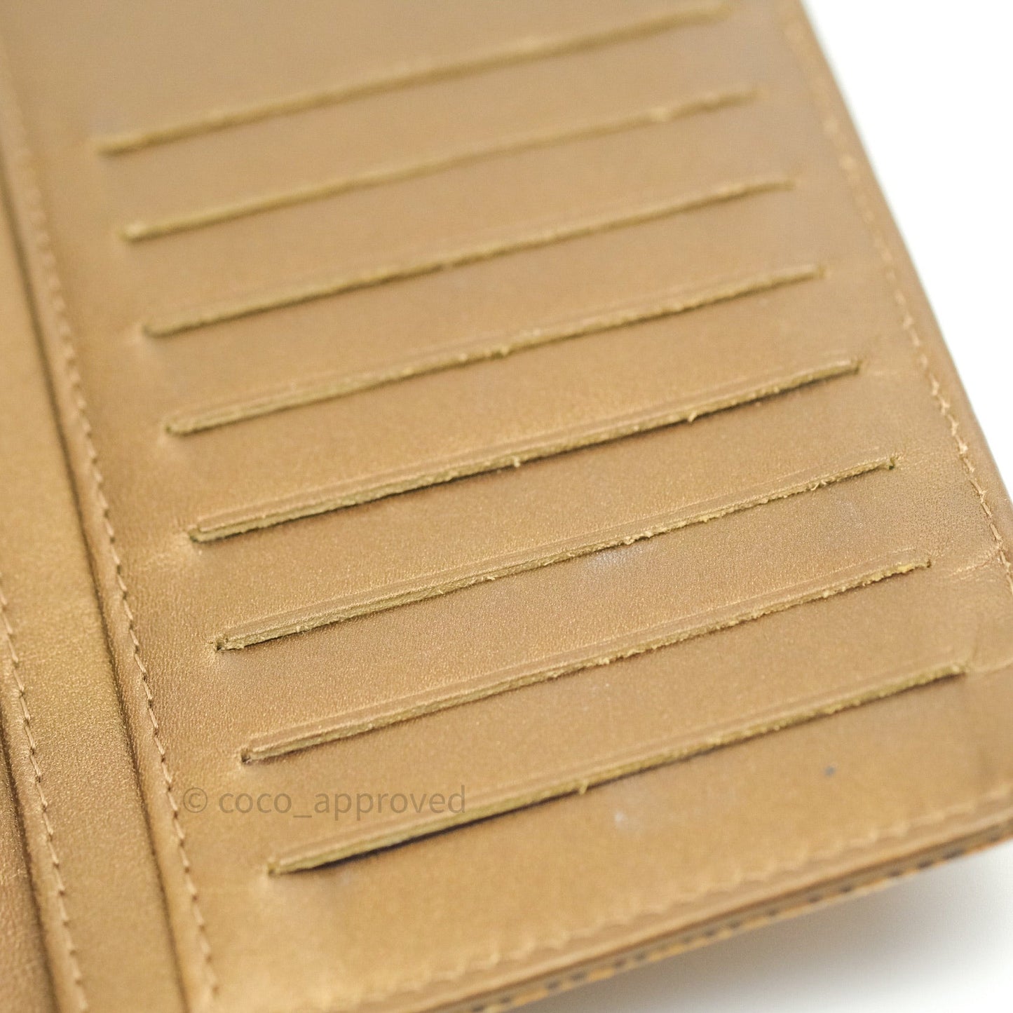 Chanel Leather Quilted Yen Wallet Gold Grained Calfskin