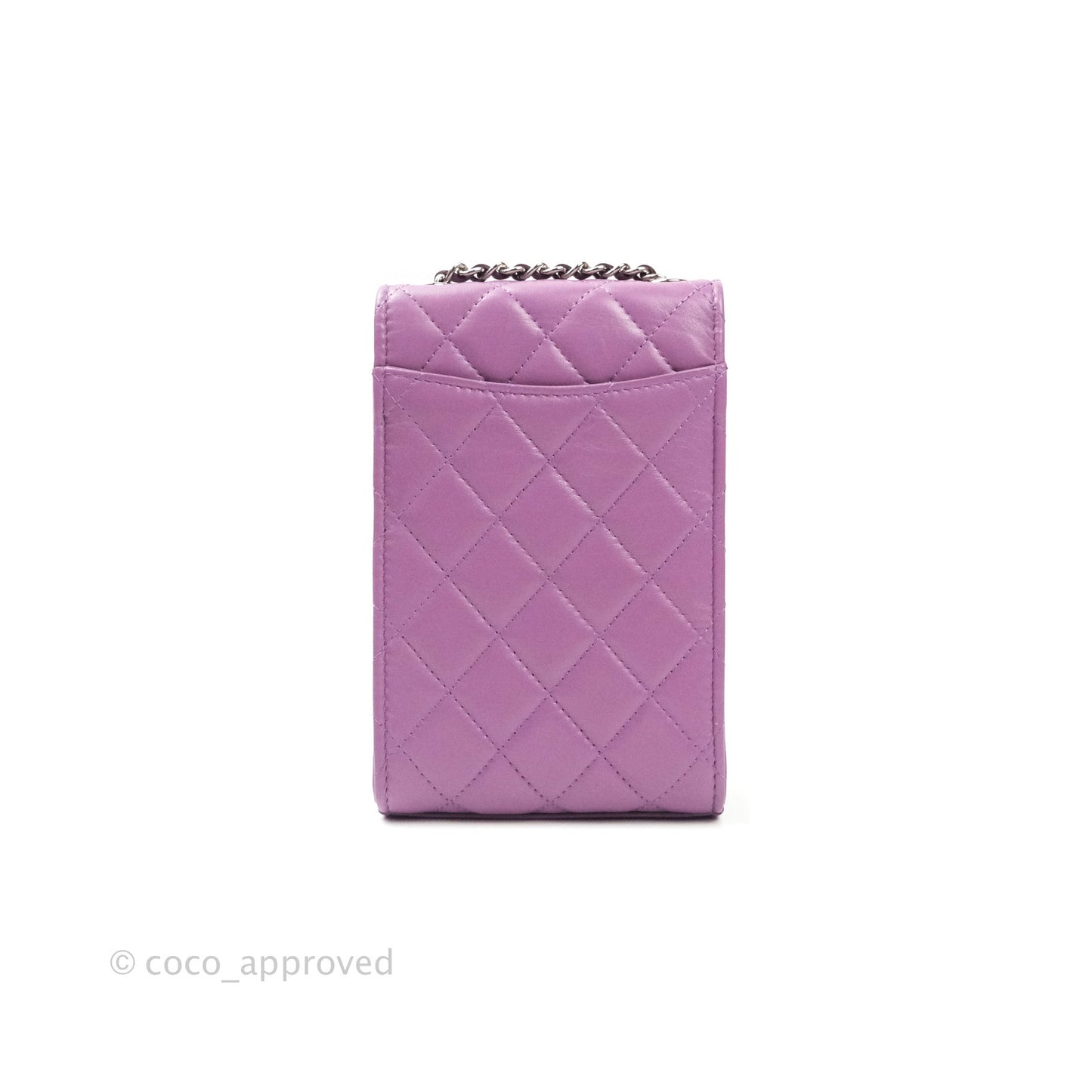 Chanel Classic Quilted Purple Silver Hardware Phone Holder