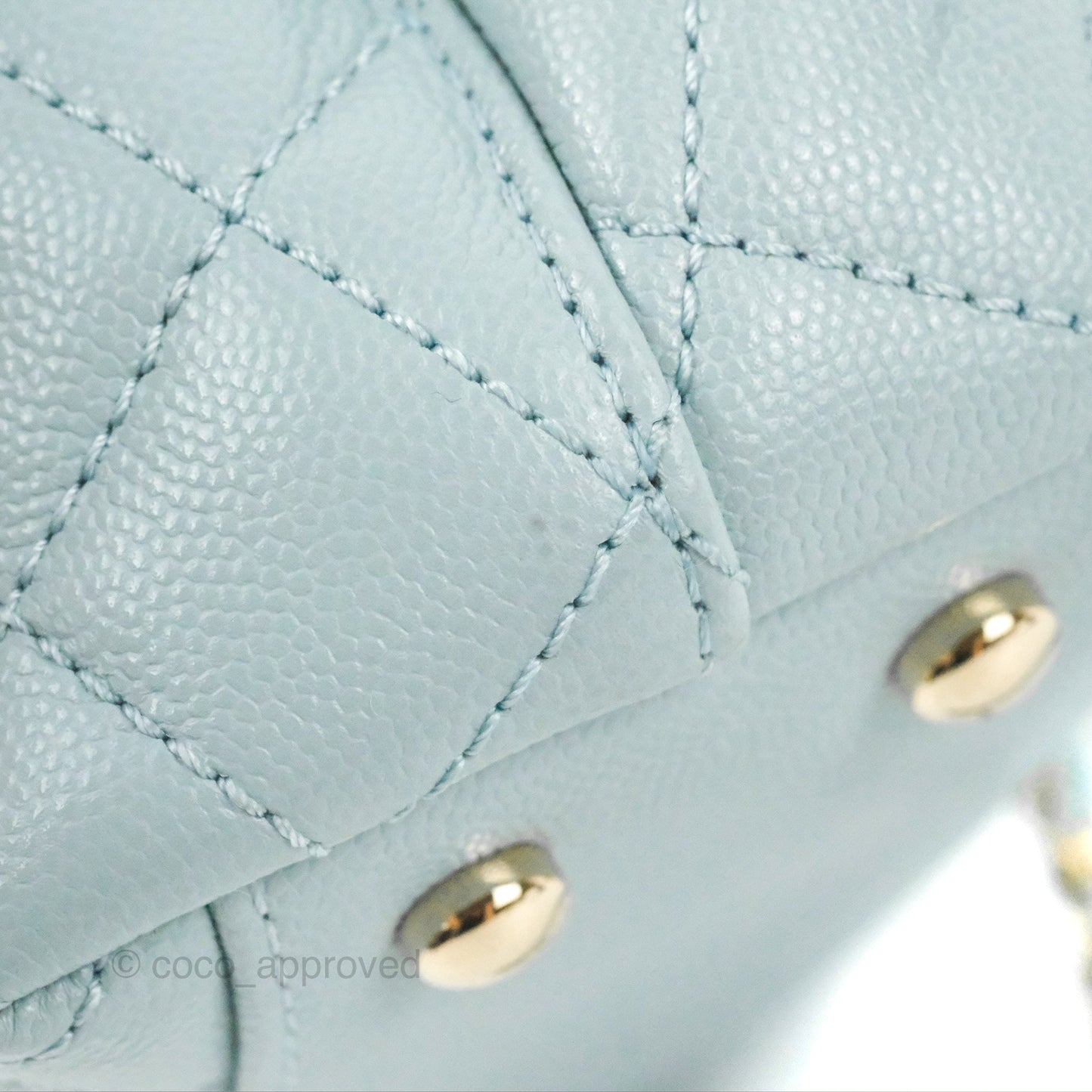 Chanel Small Coco Handle Blue Caviar Gold Hardware