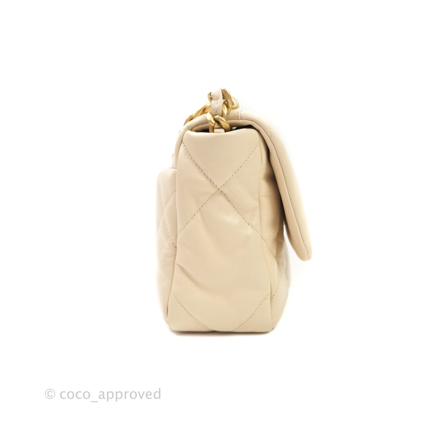 Chanel 19 Small Beige Goatskin Mixed Hardware