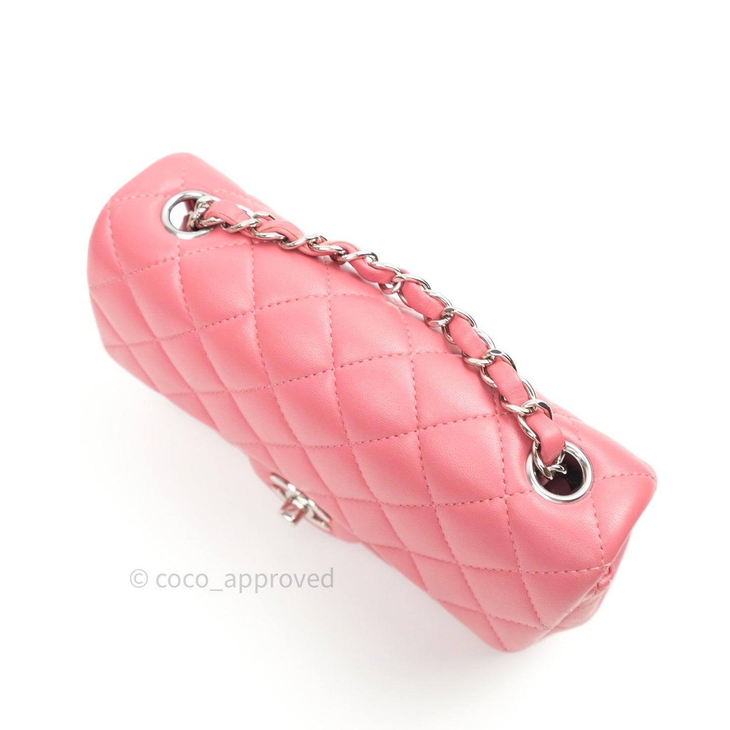 Chanel Quilted Mini Rectangular Pink Lambskin Silver Hardware