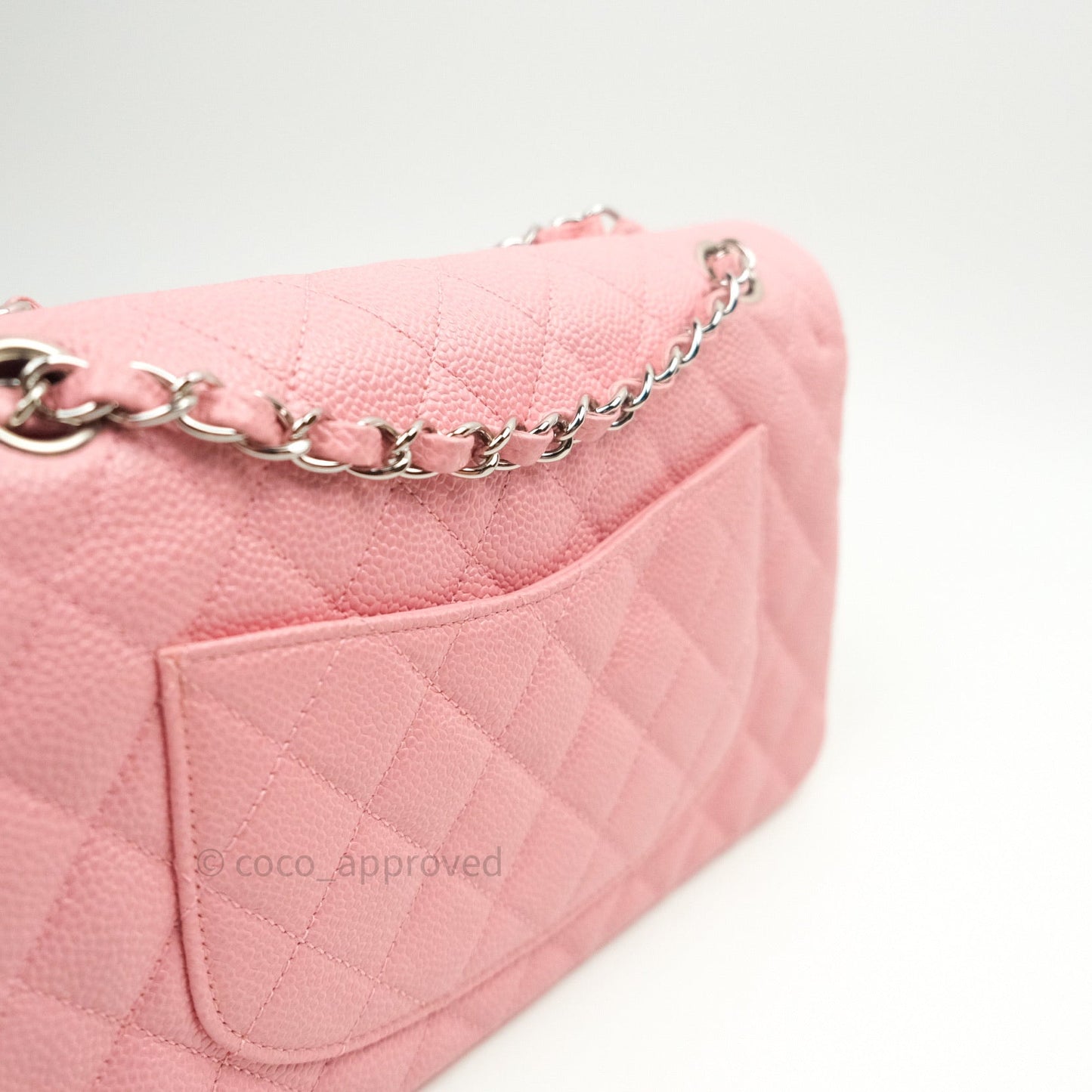 Chanel Classic M/L Medium Double Flap Bag Pink Caviar Silver Hardware