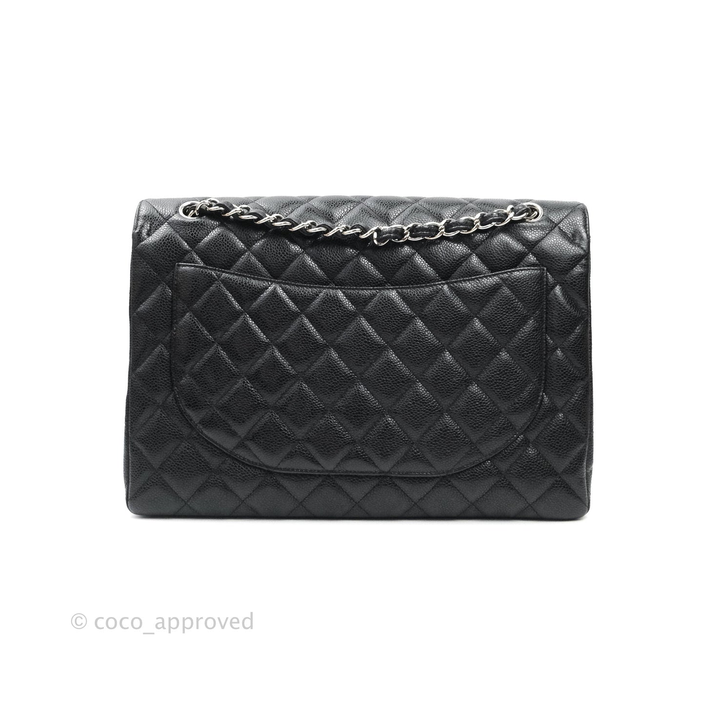 Chanel Single Flap Maxi Caviar Black Silver Hardware