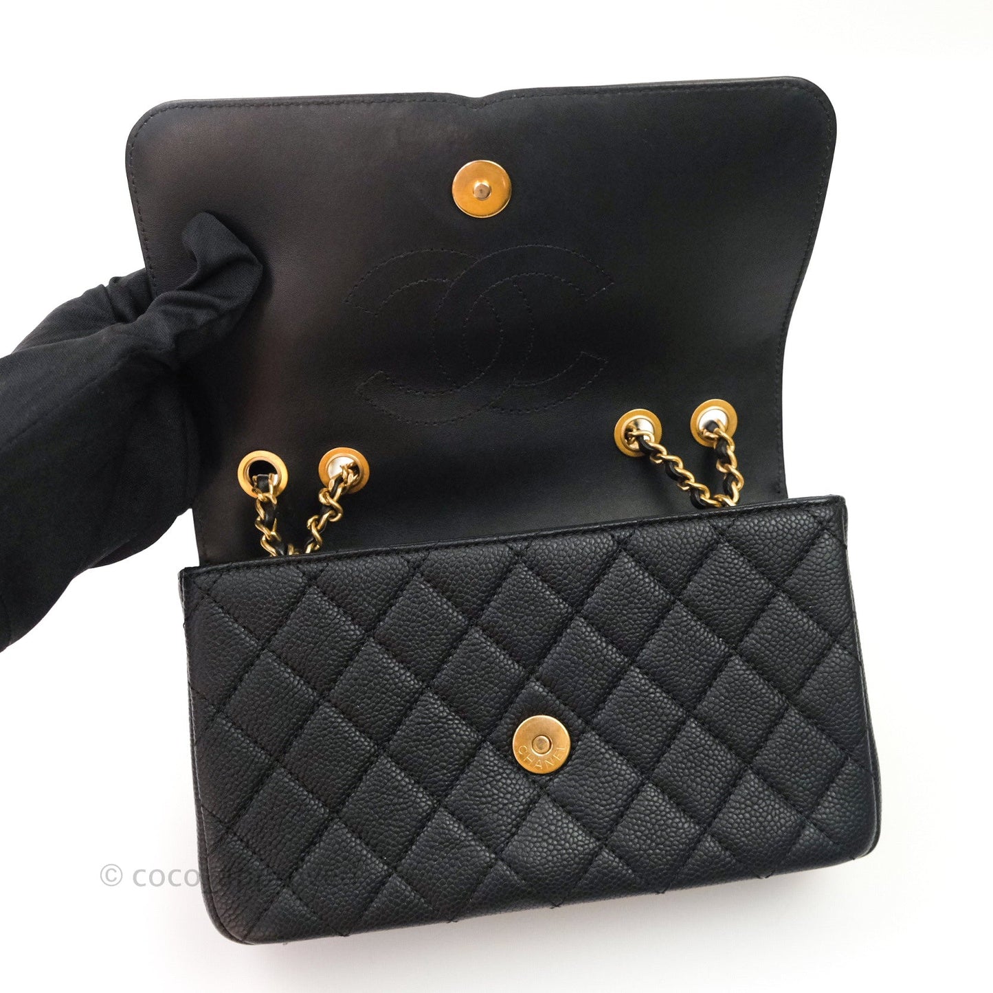 Chanel Quilted Small CC Filigree Flap Black Caviar