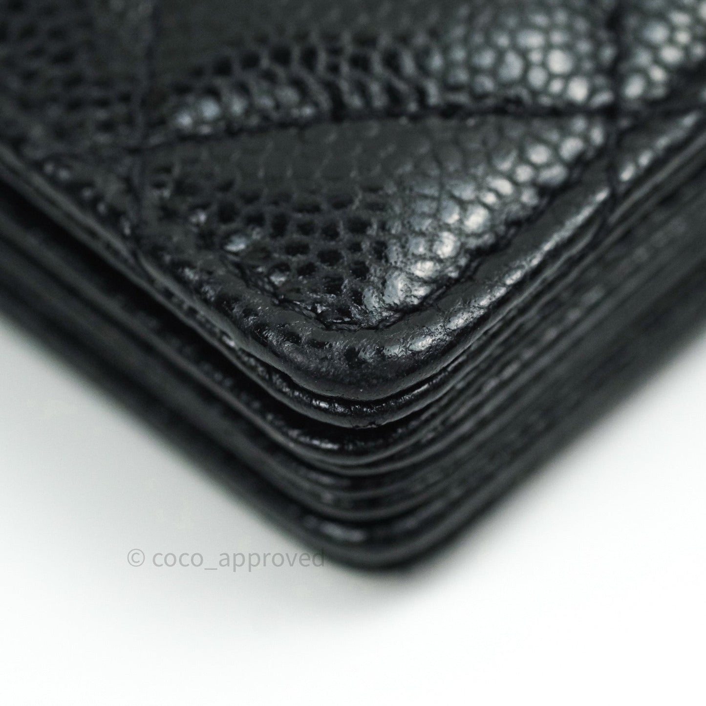 Chanel Mini Wallet With Chain Black Caviar Silver Hardware