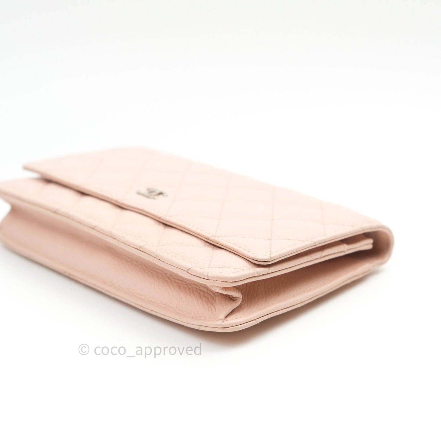 Chanel Quilted Wallet on Chain WOC Baby Pink Caviar Silver Hardware