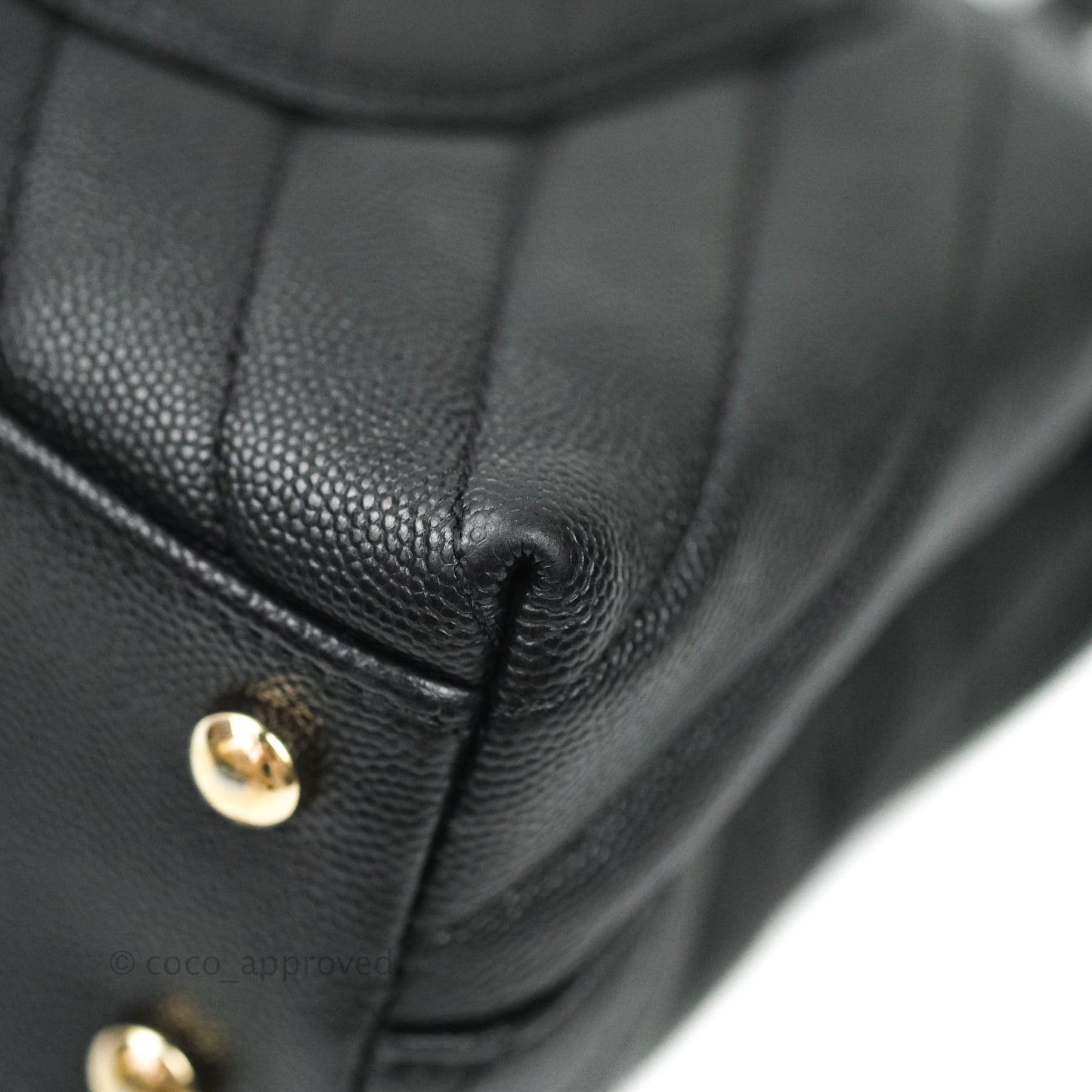 Chanel Mini Coco Handle Chevron Black Caviar Gold Hardware