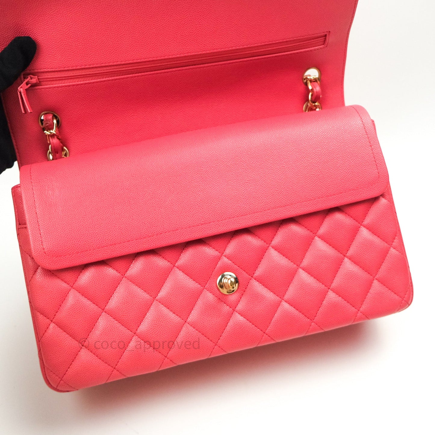 Chanel Classic Jumbo Double Flap Pink Caviar Gold Hardware⁣⁣ 17C
