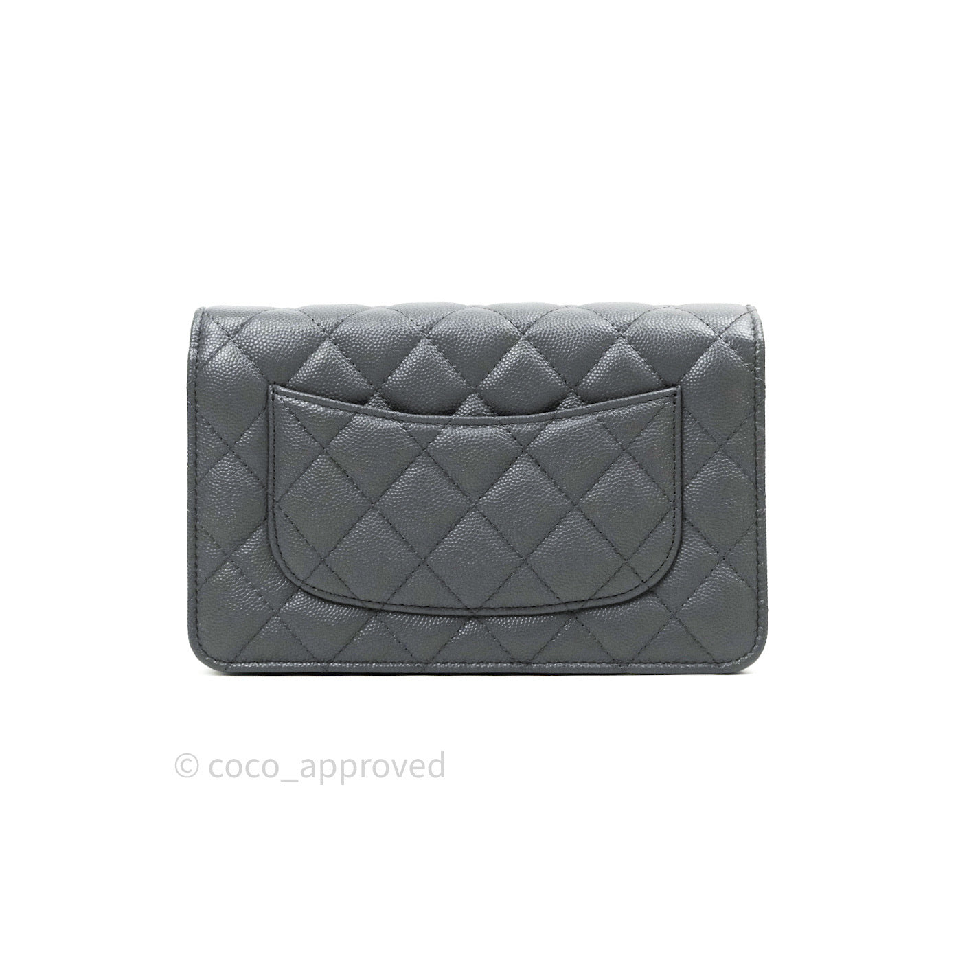 Chanel Quilted Wallet on Chain WOC Grey Caviar Gold Hardware