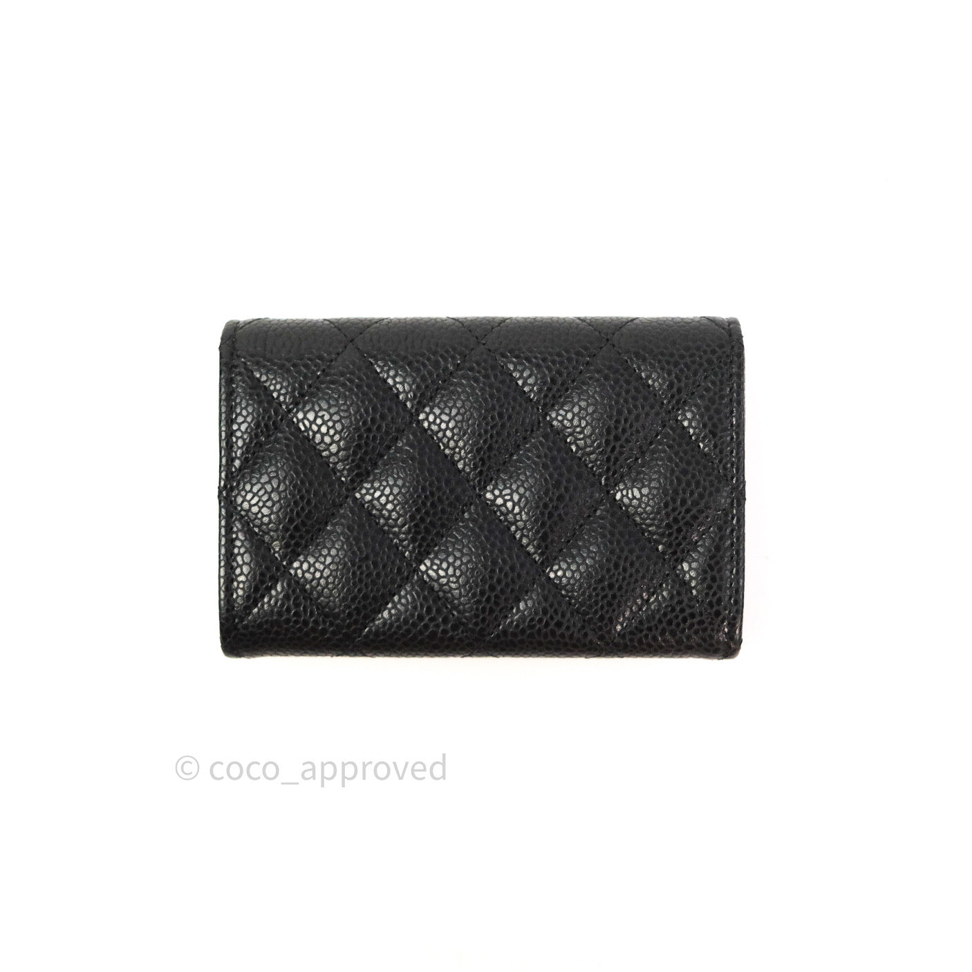 Chanel Card Holder Snap Button Black Caviar Gold Hardware