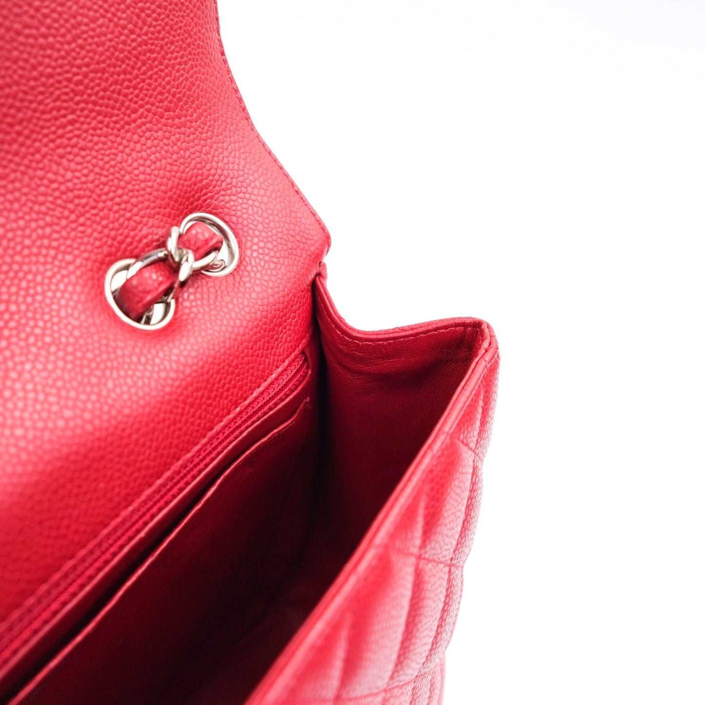 Chanel Jumbo Single Flap Red Caviar Silver Hardware⁣⁣