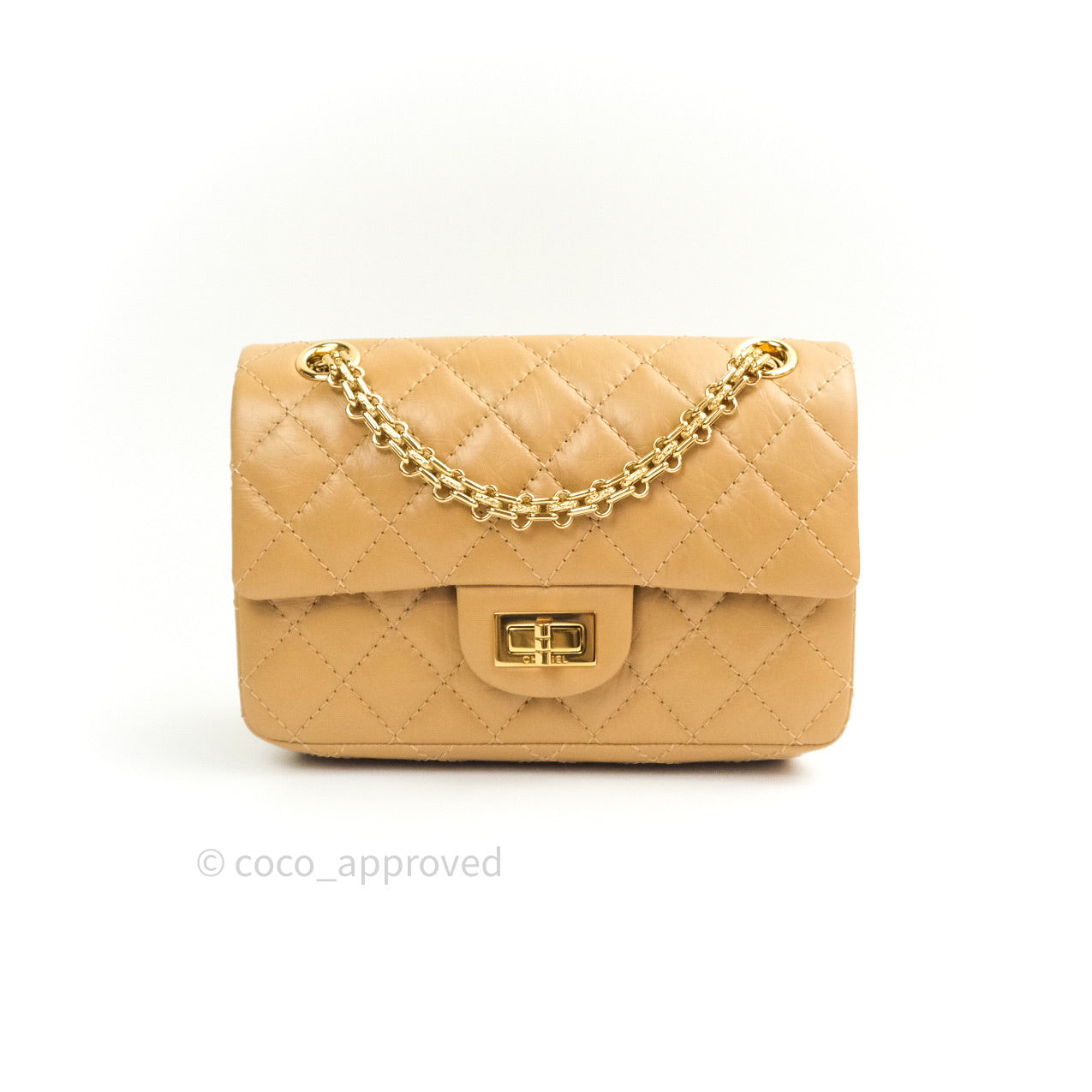 Chanel Mini Reissue 224 Beige Aged Calfskin Gold Hardware