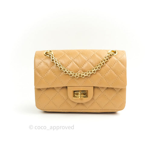 Chanel Mini Reissue 224 Beige Aged Calfskin Gold Hardware