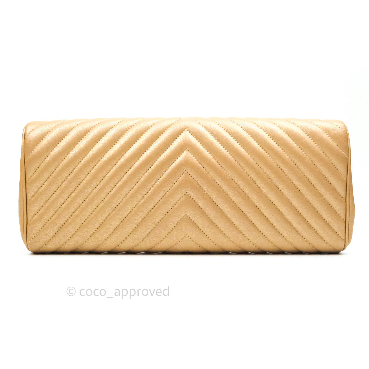 Chanel Clutch Gold Calfskin Chevron Silver Hardware
