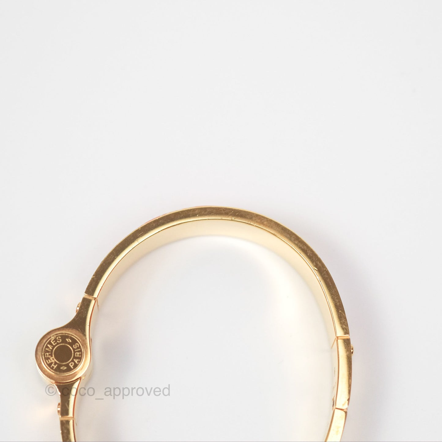 Hermès Clic H Enamel Printed Bracelet Rose Dragee Gold PM